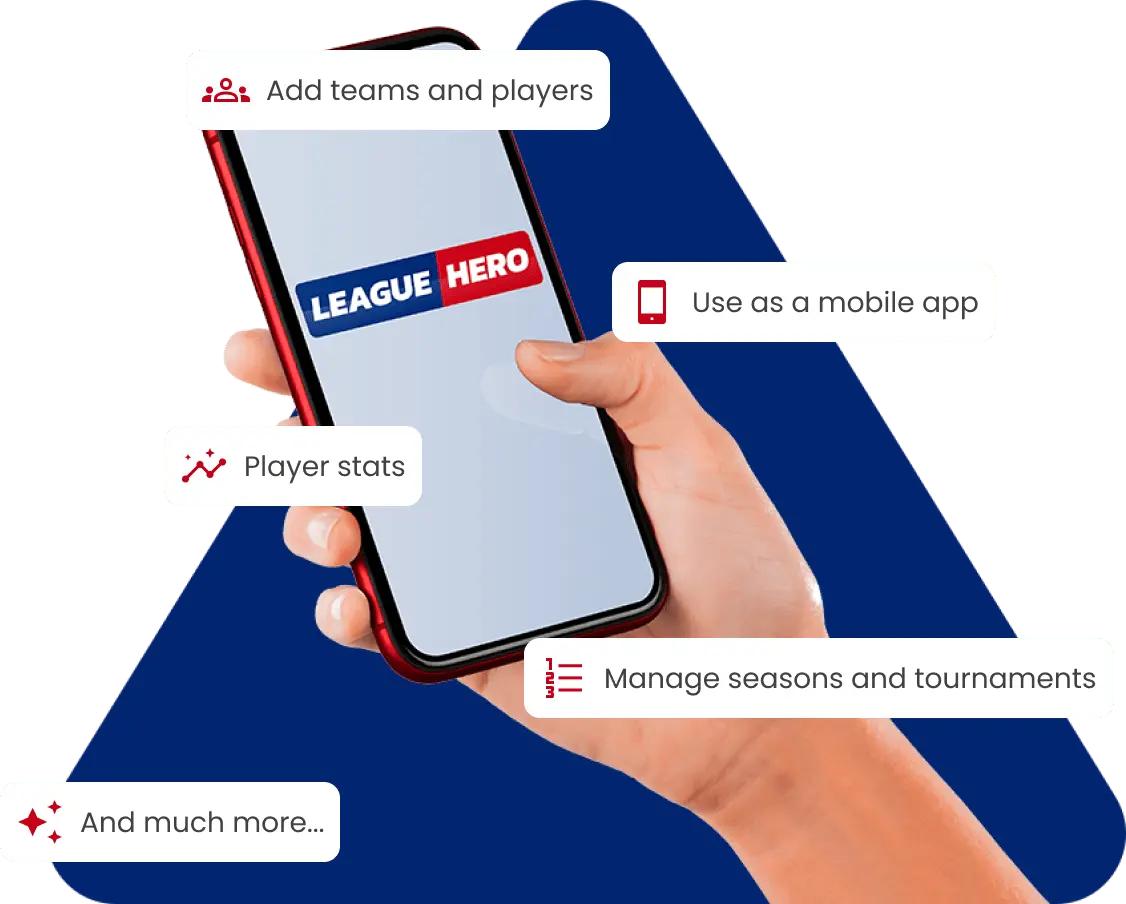 A man holding a smartphone using the League Hero app